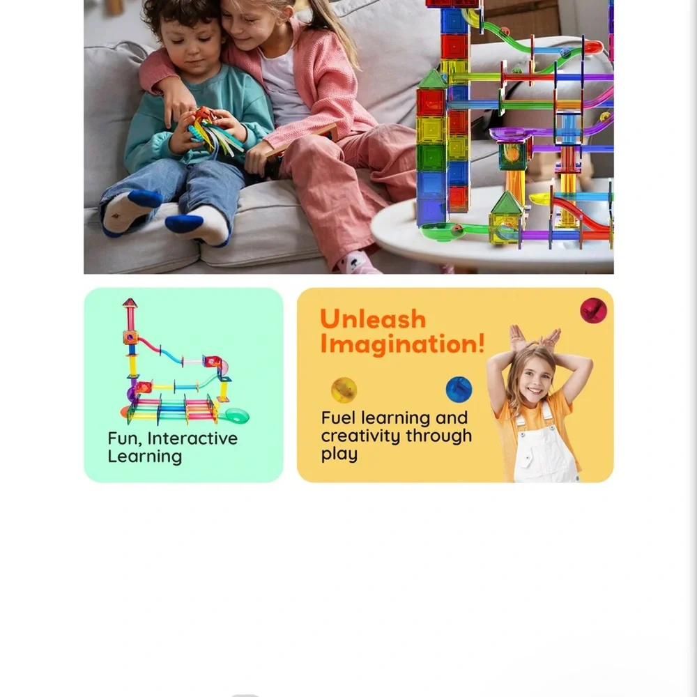 106 PicassoTiles 2-in-1 magnetic marble run set/Racing track set - Picture 5 of 12